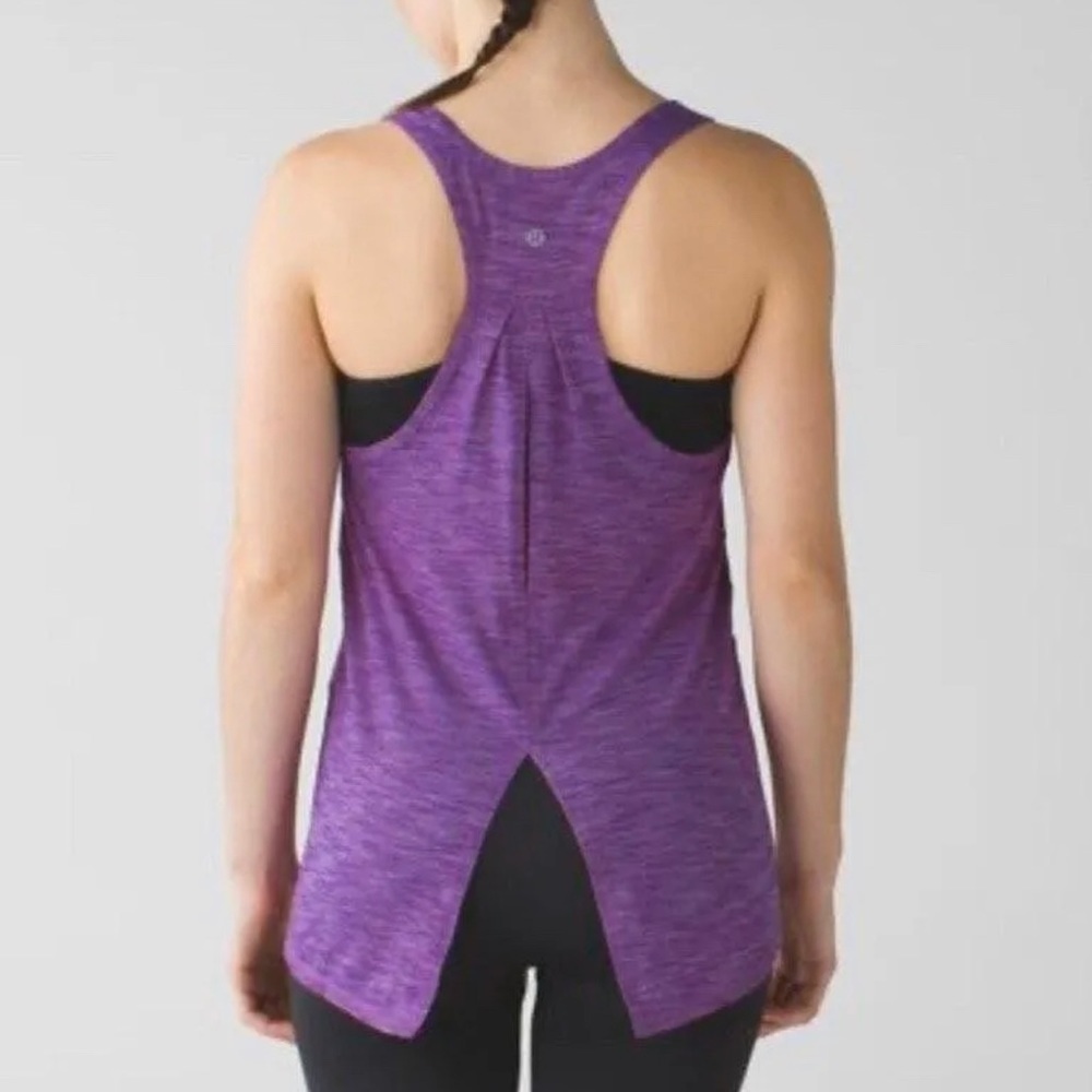 Lululemon salute the sun discontinued activewear tank Sz 6 purple tie back